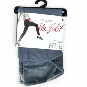 HUE Womens Velvet Trim Ponte Leggings Size Small Thunder Gray Stretch‎ New